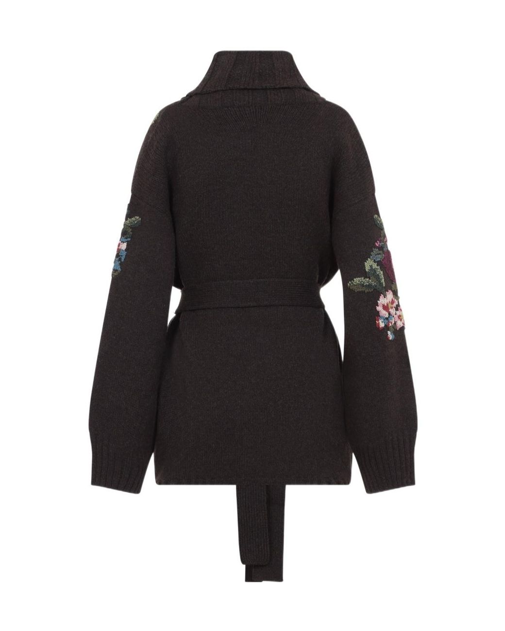 Ralph Lauren Black Floral Cashmere Shawl-Collar Cardigan