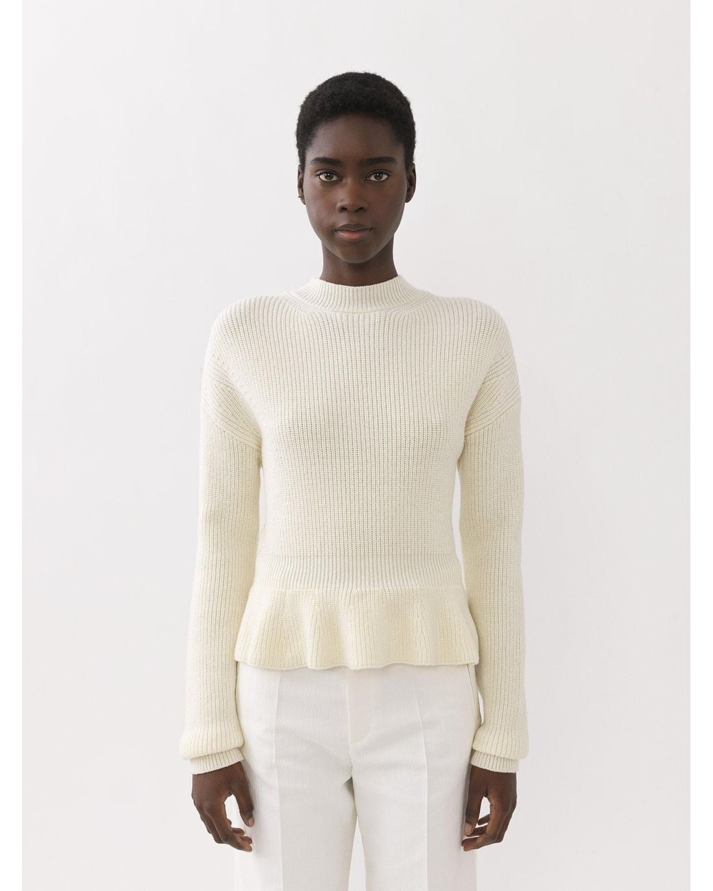 Chloé White Chloé Peplum Knitted Jumper