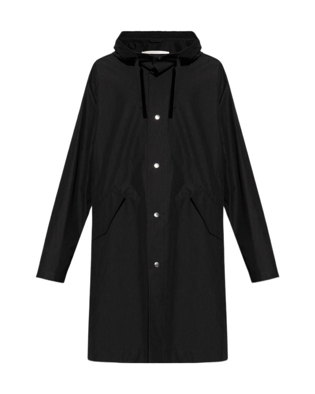 Jil Sander Black Logo Printed Hooded Parka for men