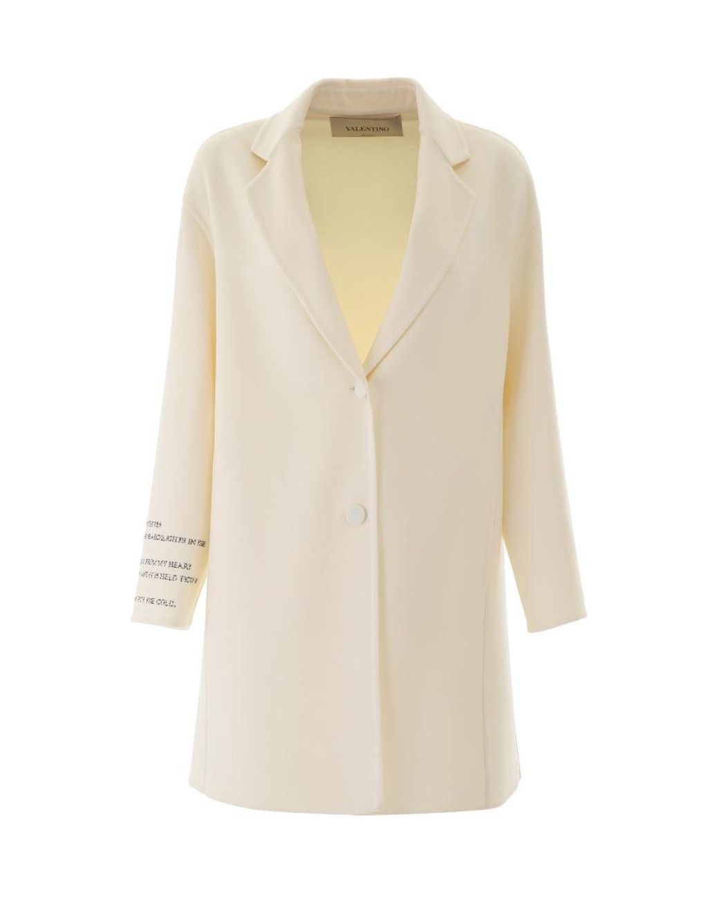 Valentino White Poem Detail Single Breasted Coat