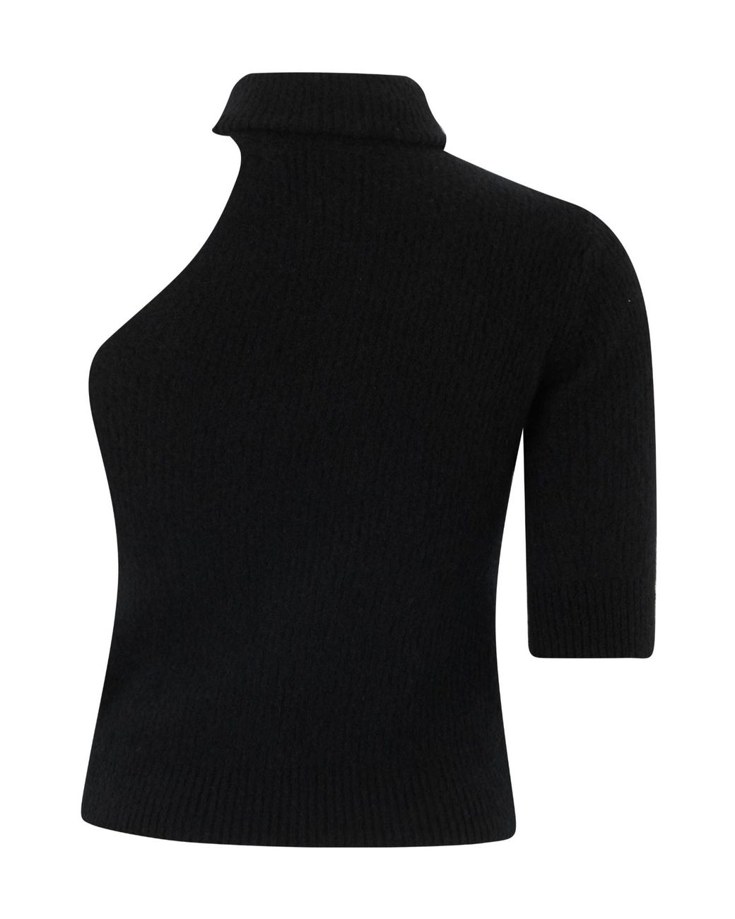 Roberto Collina Black Asymmetric High-Neck Knitted Top