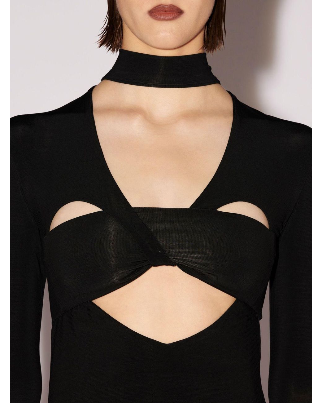 Ambush Black Heart Cut-Out Turtleneck Top