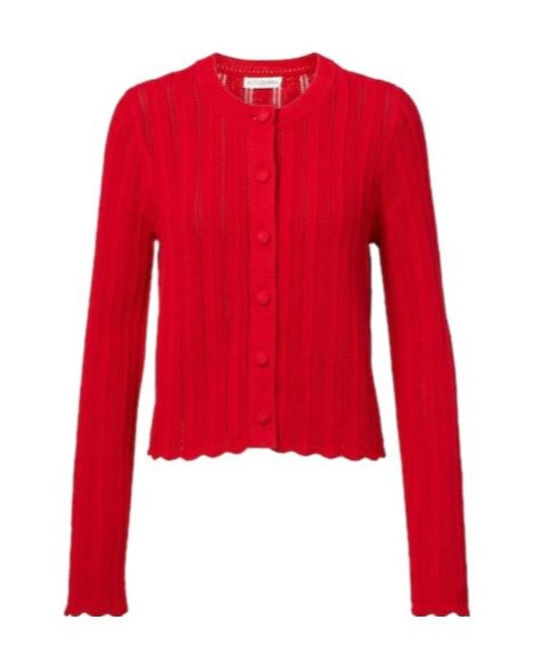 Altuzarra Red Mariette Scalloped Pointelle Cotton Cardigan