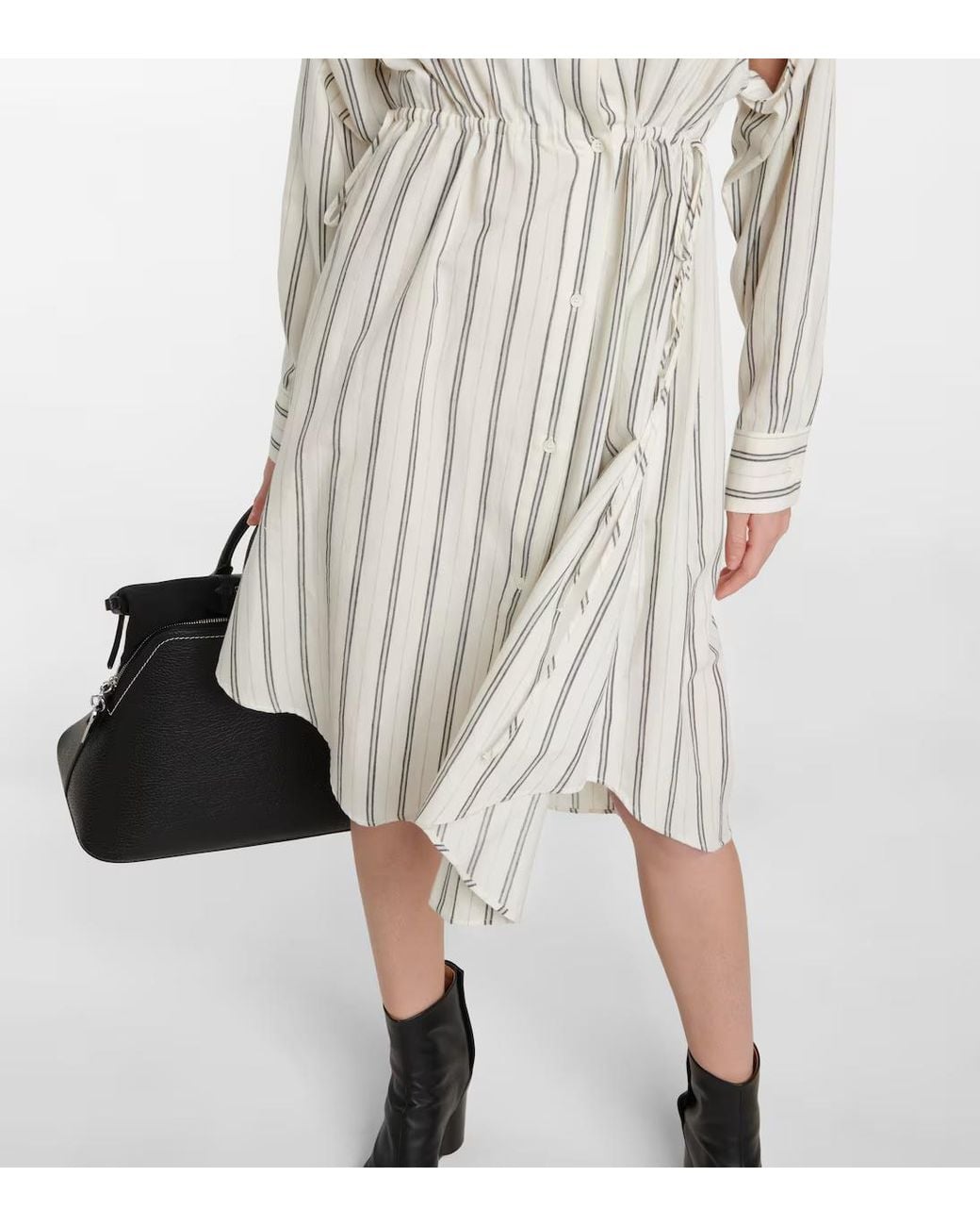 MM6 by Maison Margiela White Striped Shirt Dress