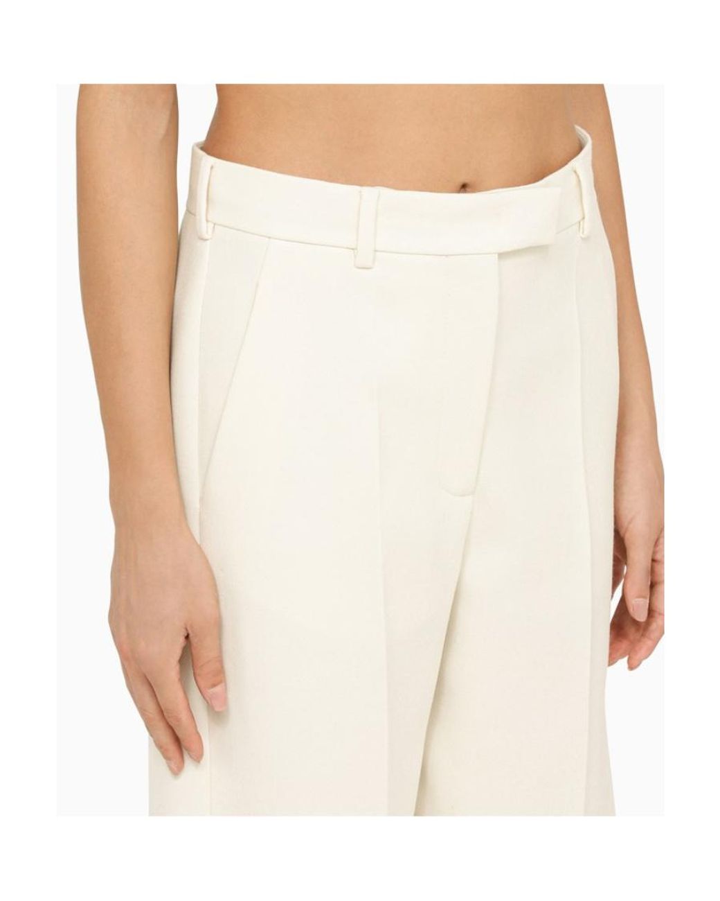 Valentino White High-Rise Wide-Leg Trousers