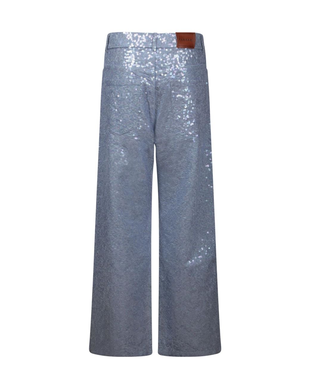 P.A.R.O.S.H. Blue Sequin Embellished Straight-Leg Pants