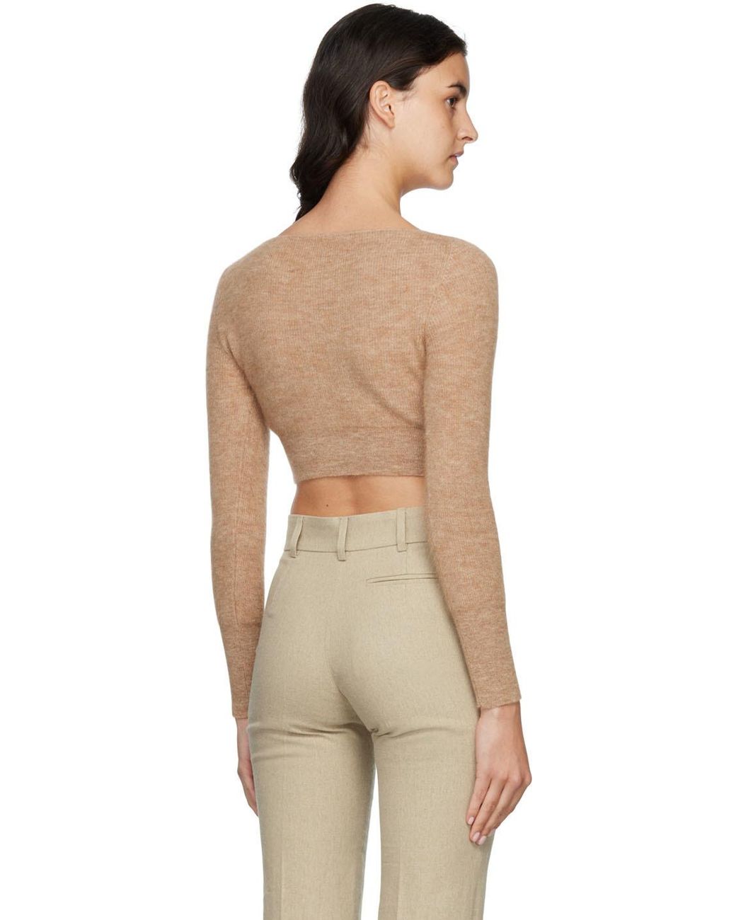Jacquemus Natural Long Sleeved Cropped Cardigan