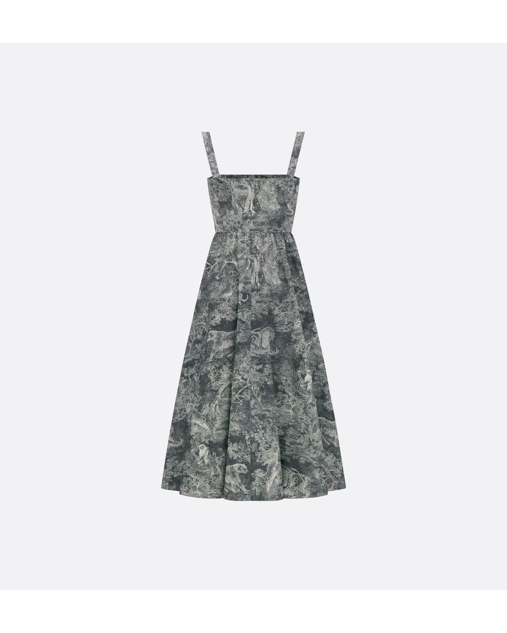 Dior Gray Iviera Mid-Length Flared Dress