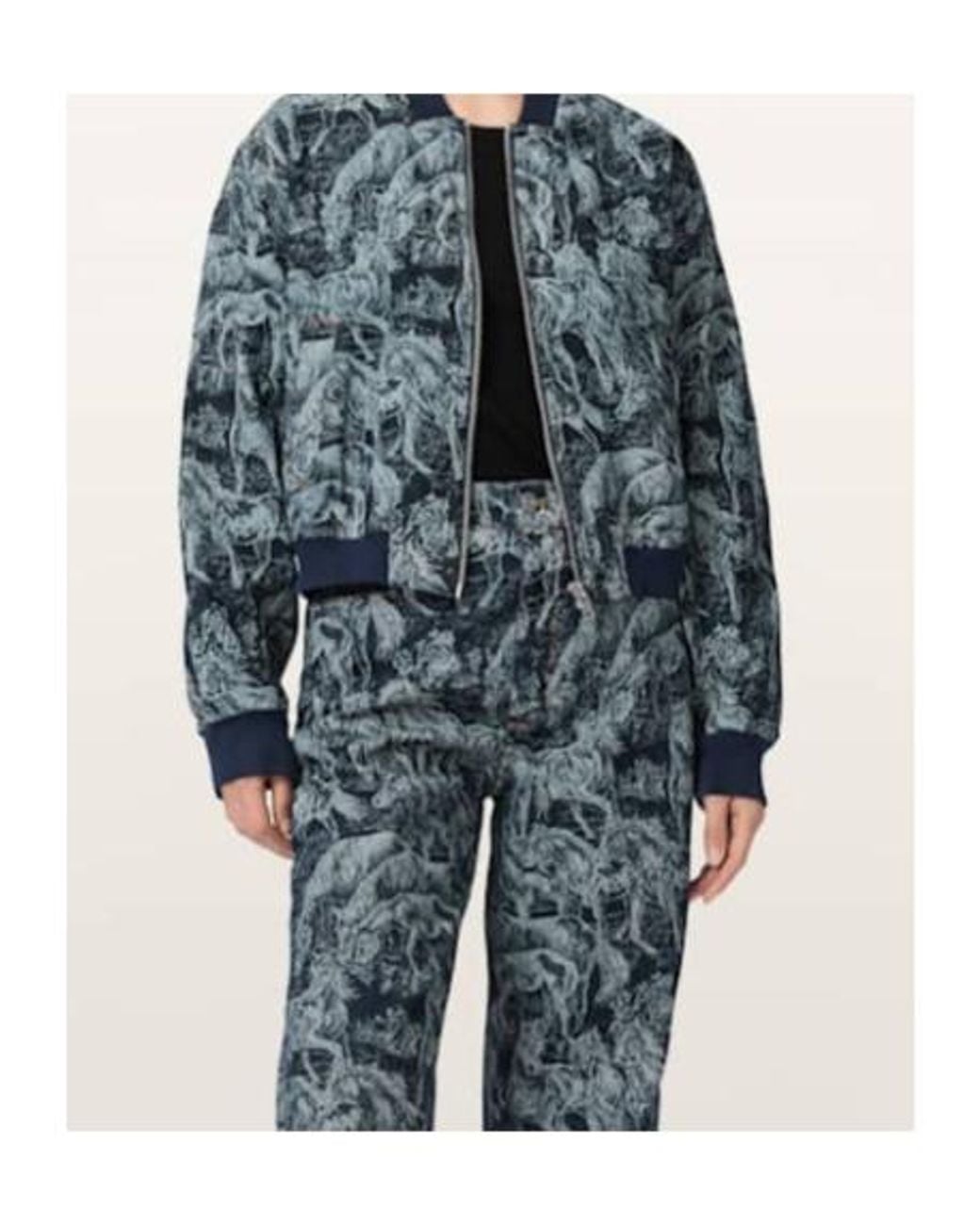 AllSaints Blue Kaytra Printed Denim Bomber