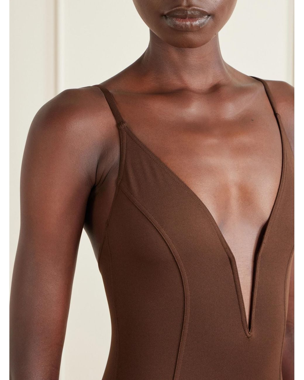Eres Brown Stretch-Jersey Swimsuit