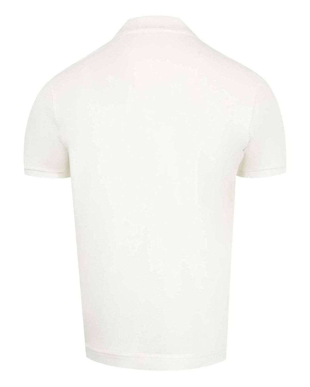 Moncler White Logo Patch Piqué Polo Shirt for men