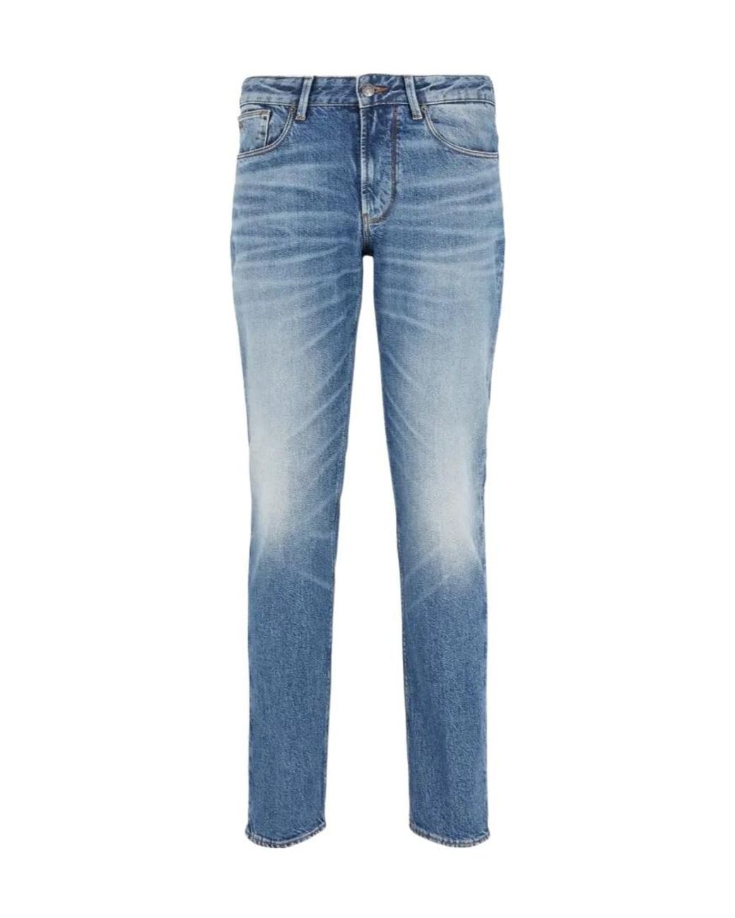 Emporio Armani Blue Micro-Elastic Narrow-Leg Jeans for men
