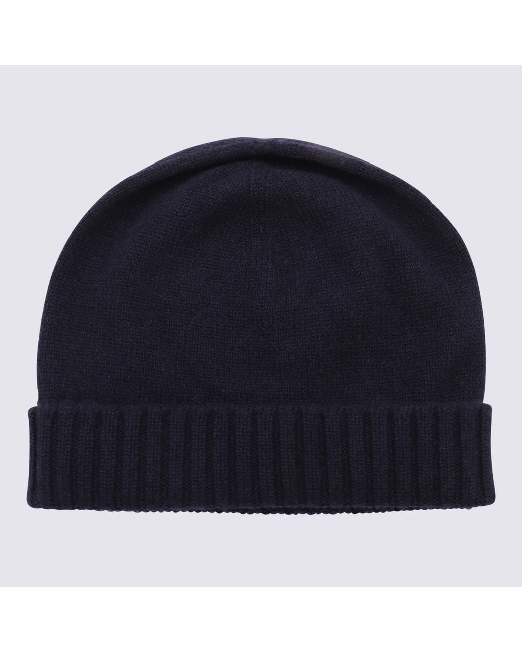 Malo Blue Fine-Knit Turn-Up Brim Beanie for men