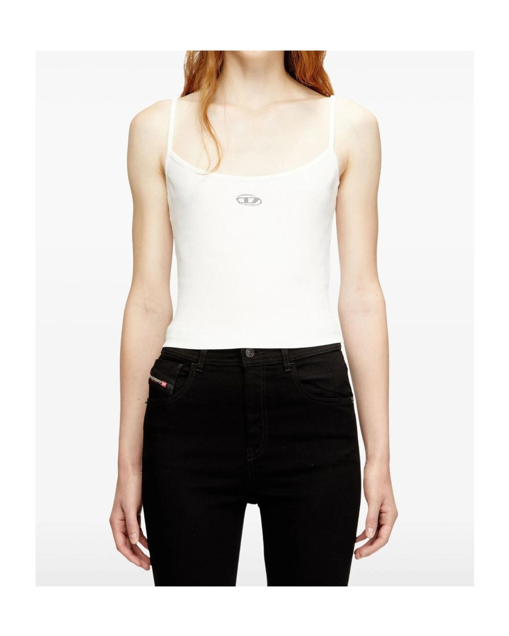 DIESEL White T-Hupy-Od Ribbed Top