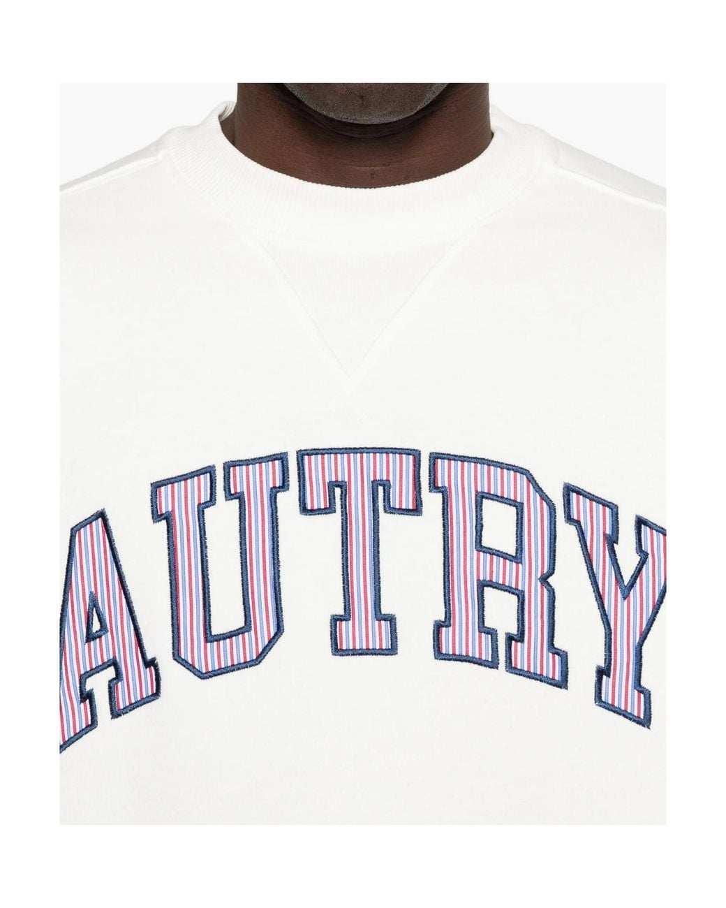 Autry White Logo Embroidered Crewneck Sweatshirt for men