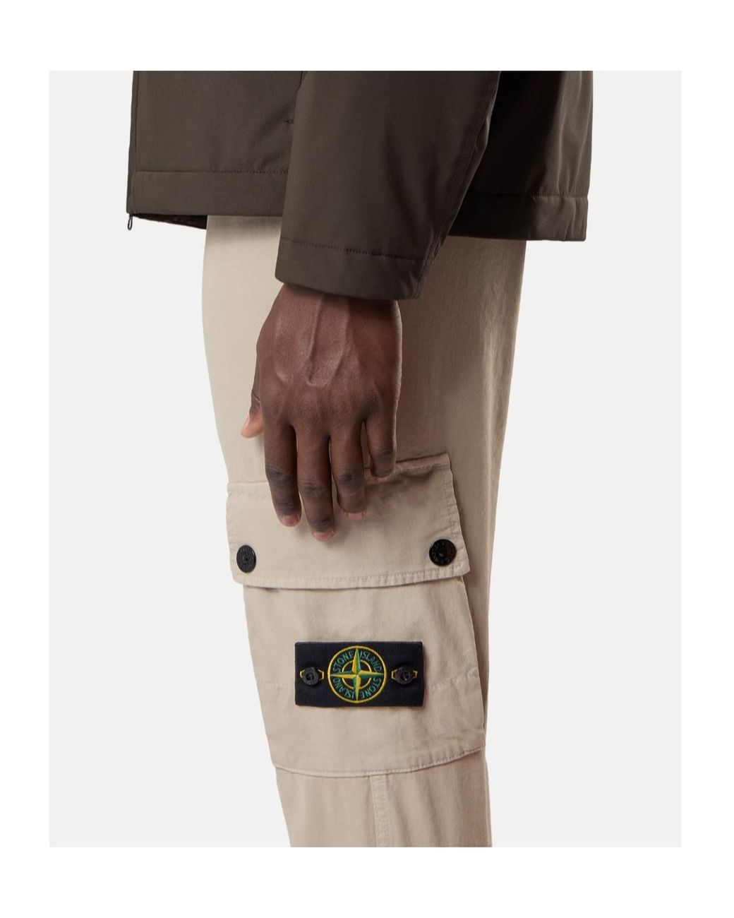 Stone Island Natural Logo Patch Cargo Trousers for men