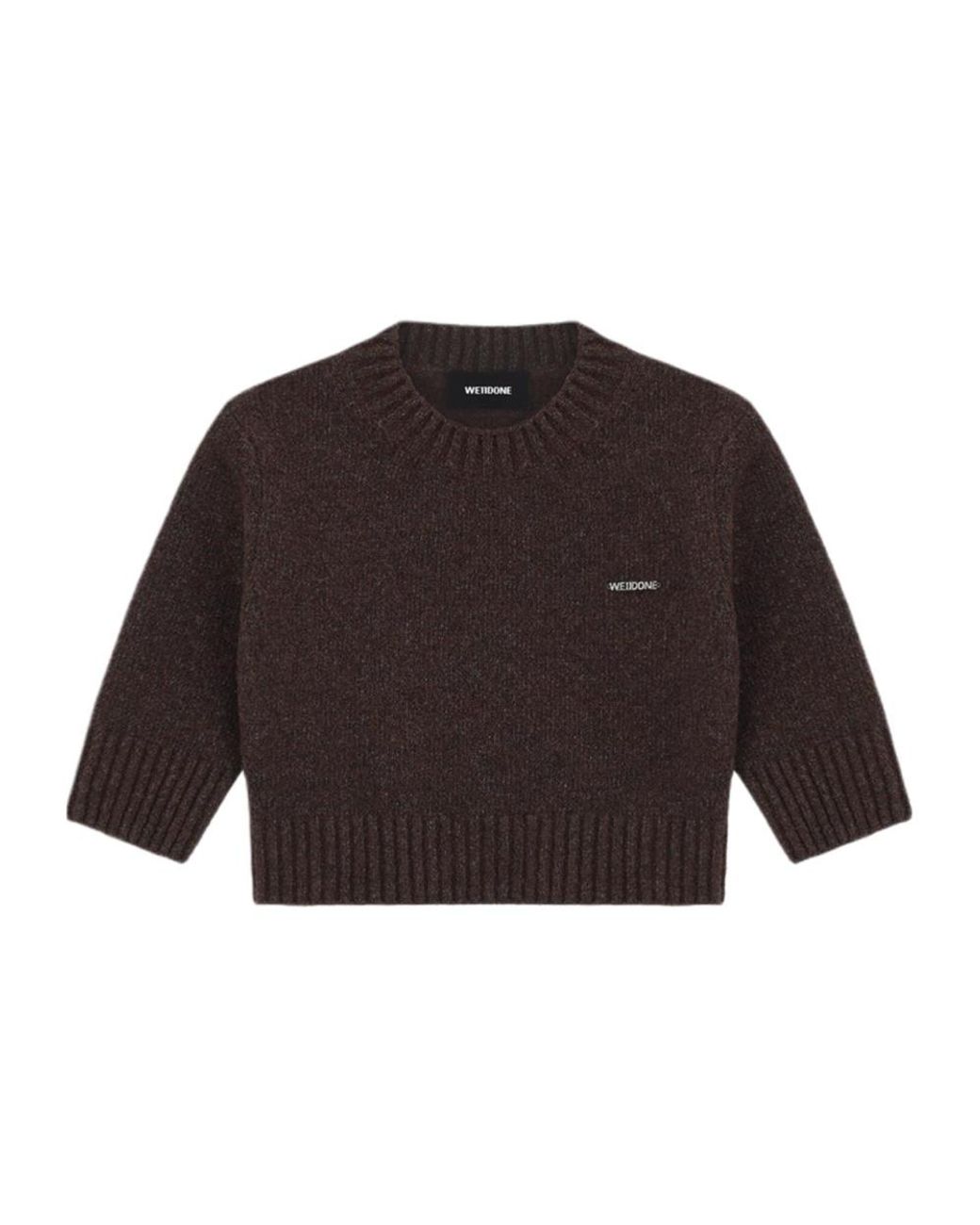 we11done Brown Round-Neck Wool Sweater