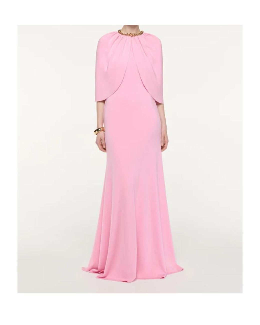 Roland Mouret Pink Gathered Cape Jersey Gown