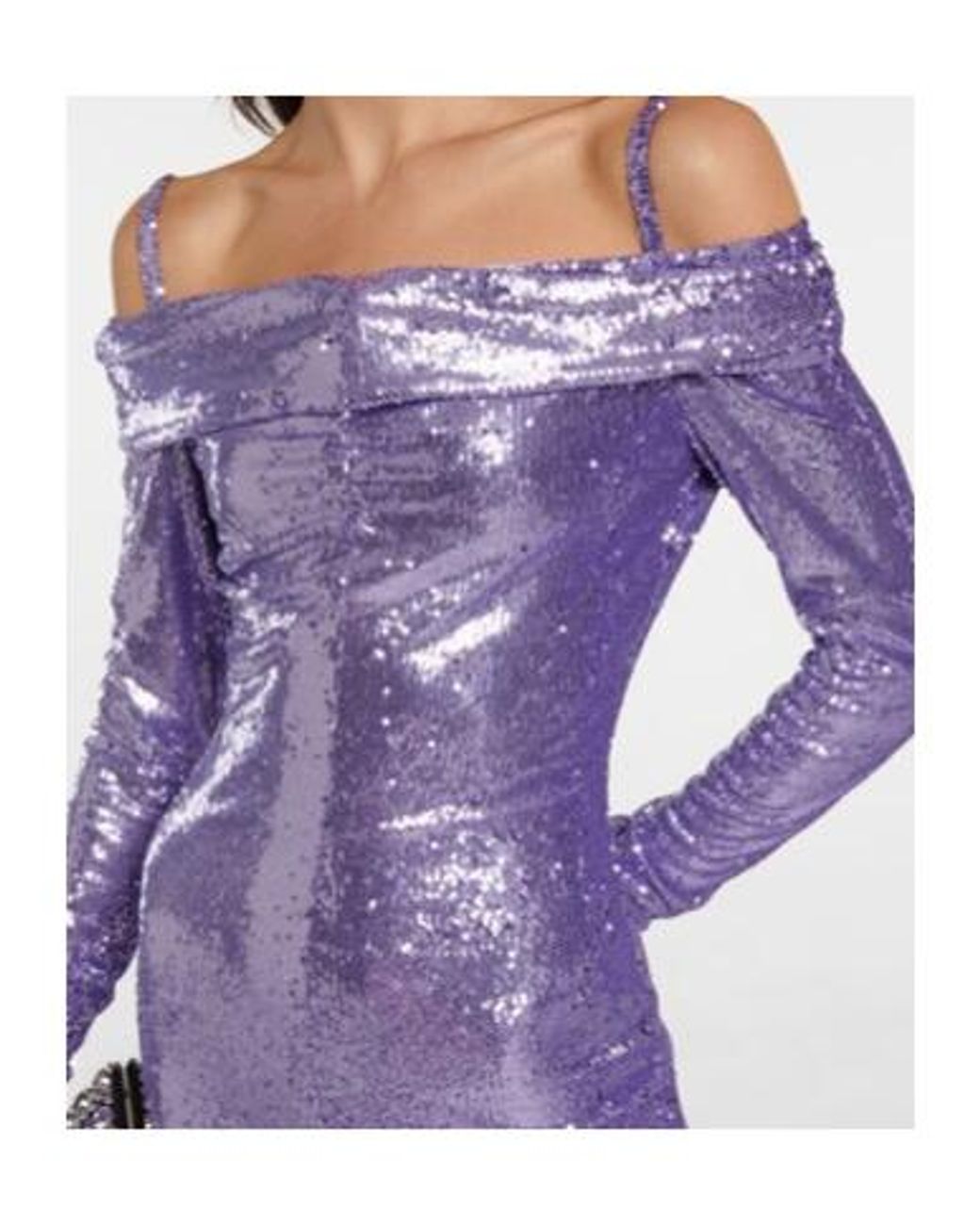 The Attico Purple Fanny Sequined Off-Shoulder Gown