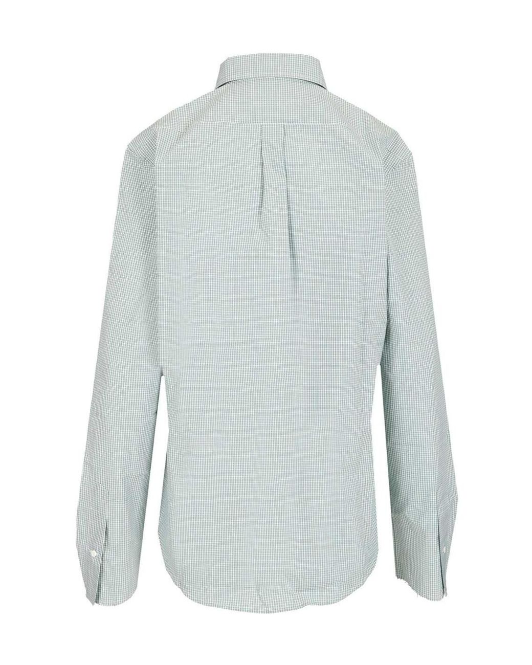 Miu Miu Blue Logo-Embroidered Button-Up Checked Shirt