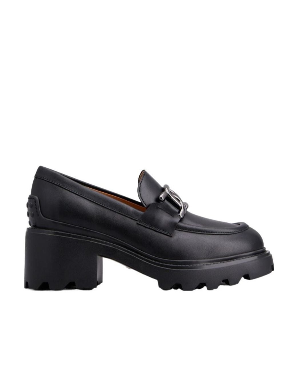 Tod's Black Logo-Buckle Almond Toe Loafers