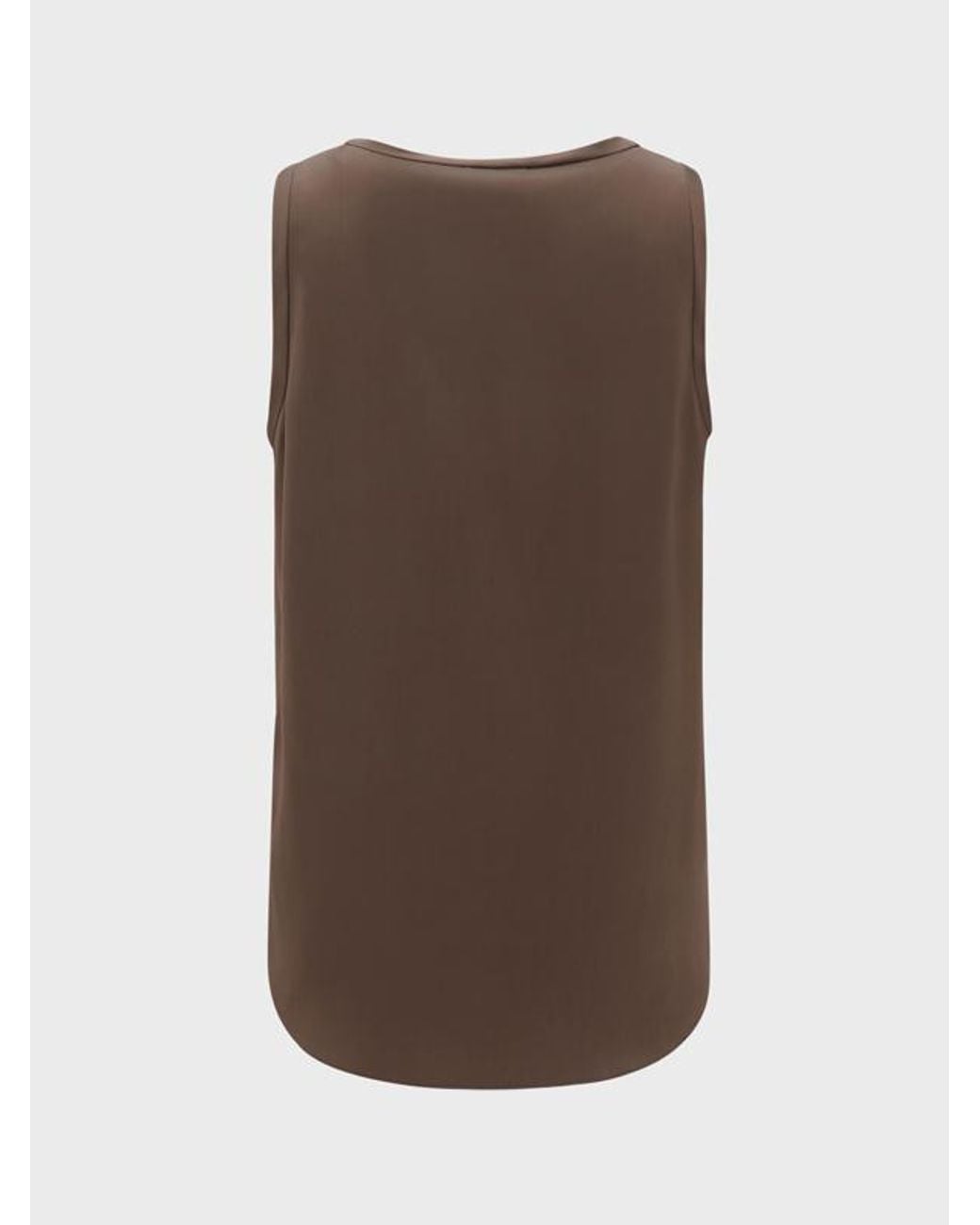 Brunello Cucinelli Brown Stretch Silk Satin Top