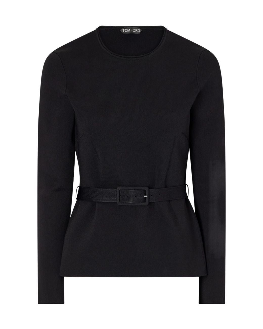 Tom Ford Black Long Sleeve Fitted Crewneck Pullover