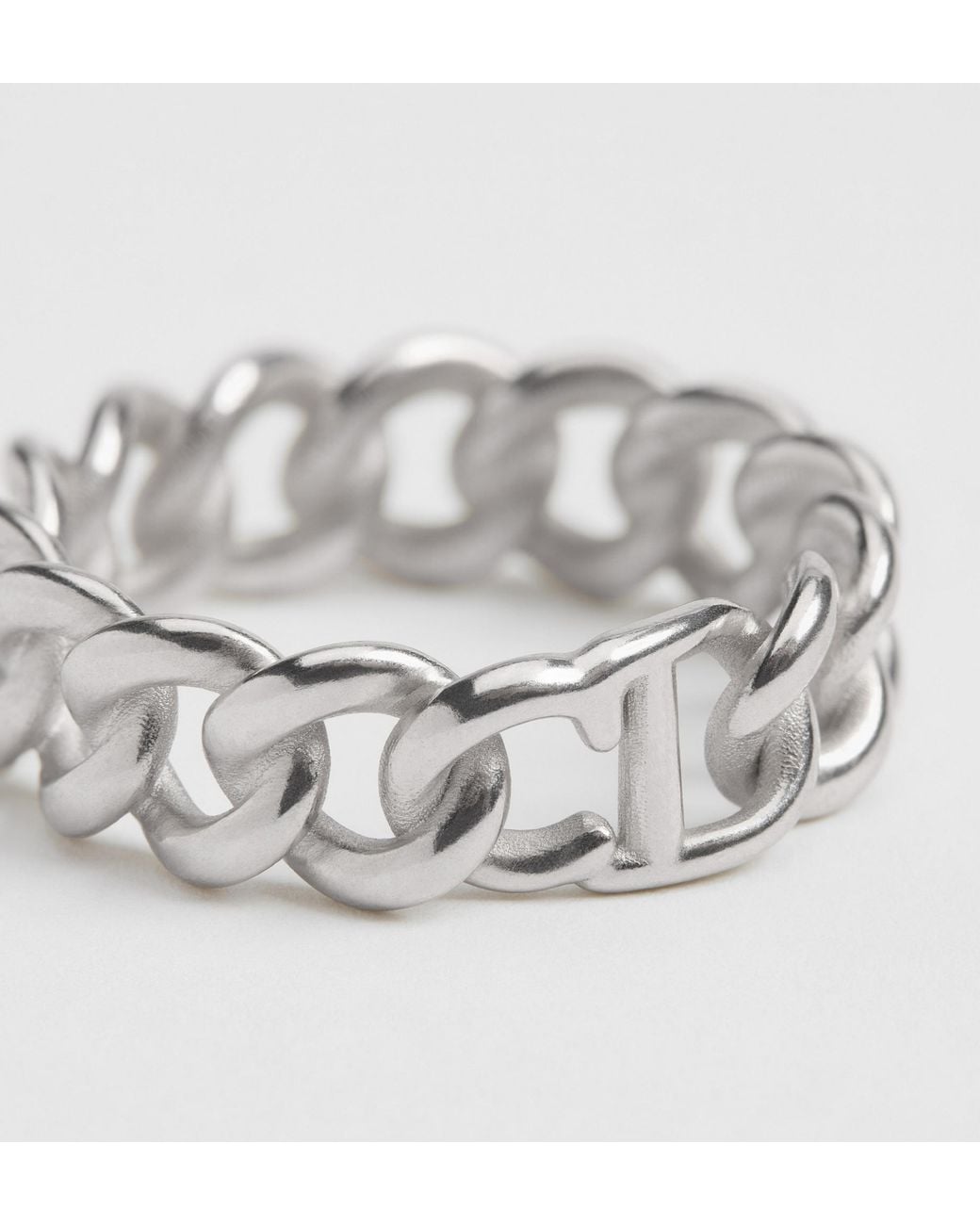 Dior White Cd Icon Chain Link Ring for men