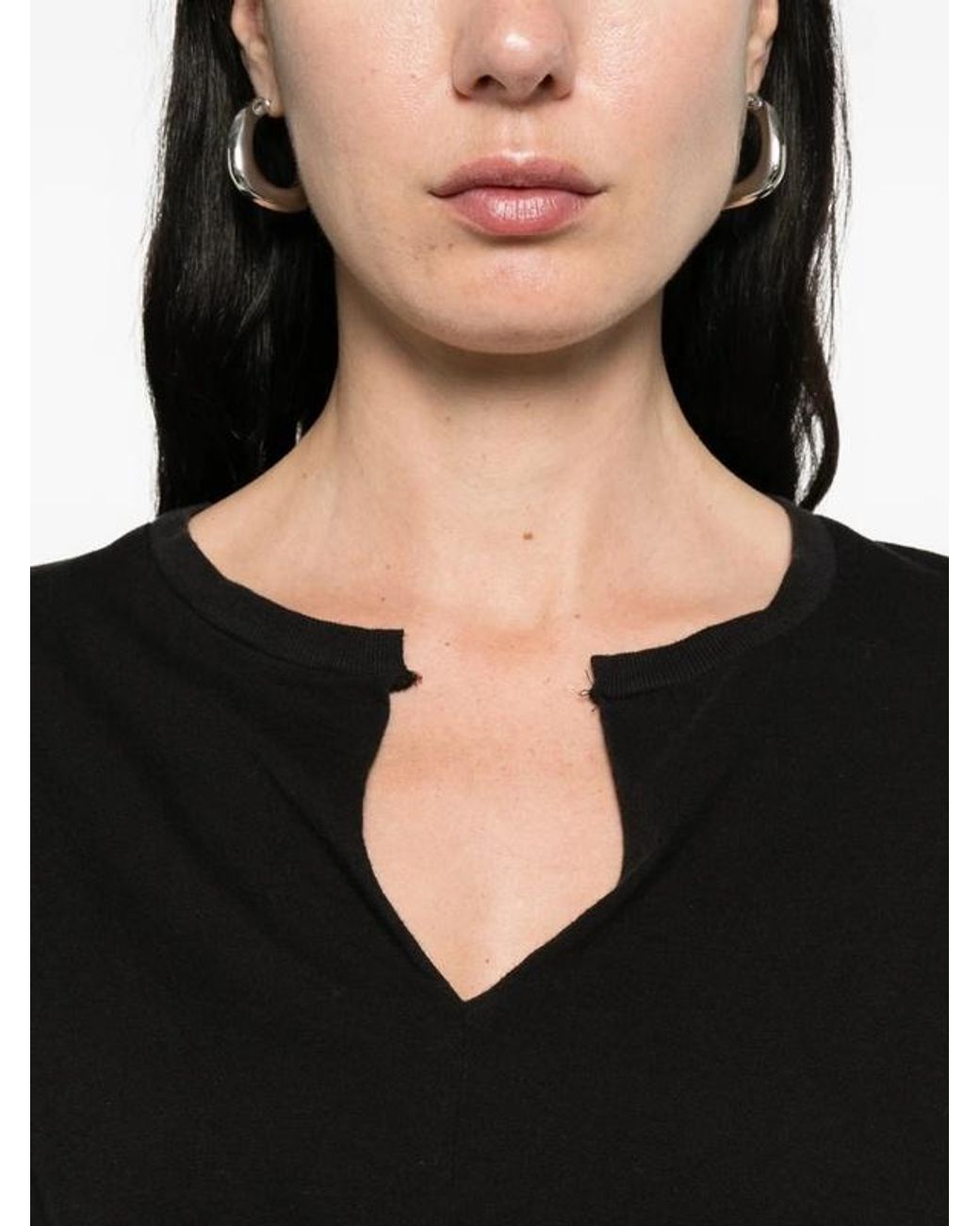 R13 Black V-Neck Twist T-Shirt