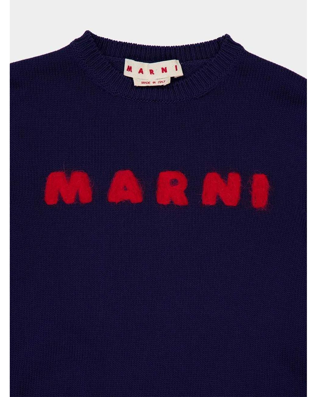 Marni Blue Logo-Embroidered Sweater for men