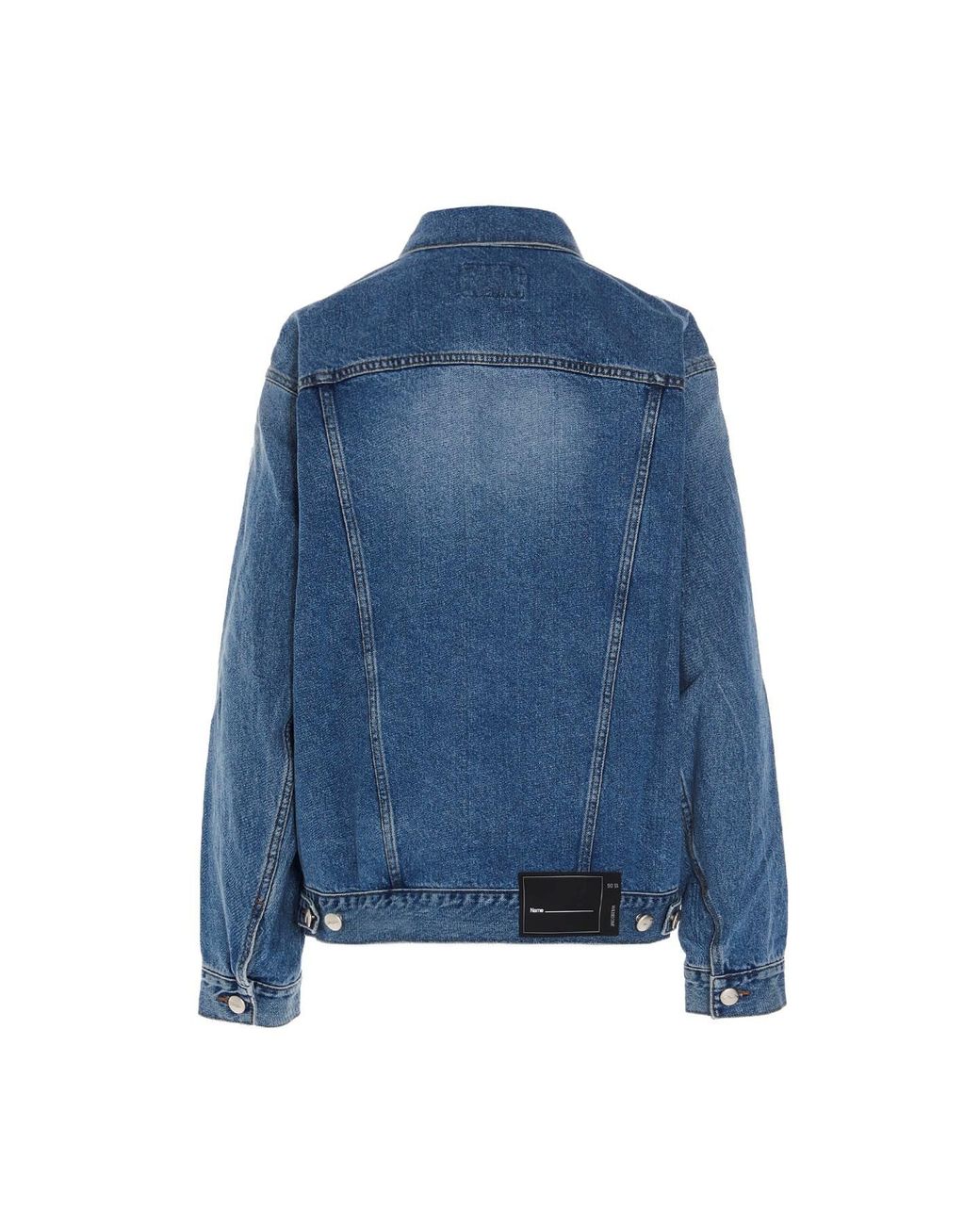 we11done Blue Logo-Print Zip-Detail Denim Jacket for men