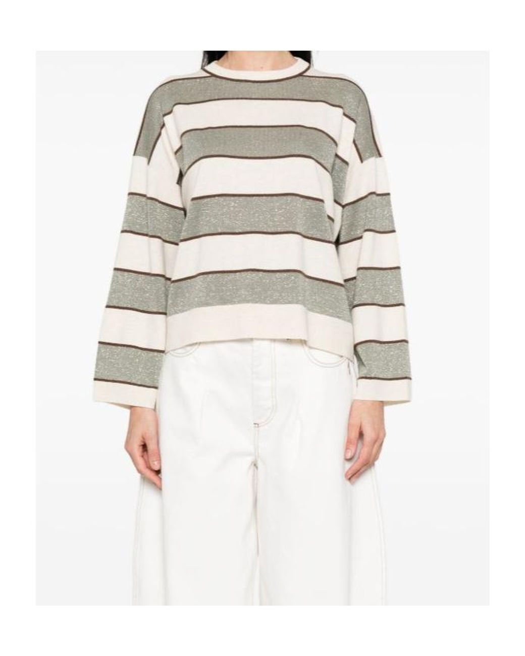 Brunello Cucinelli Natural Striped Knitwear
