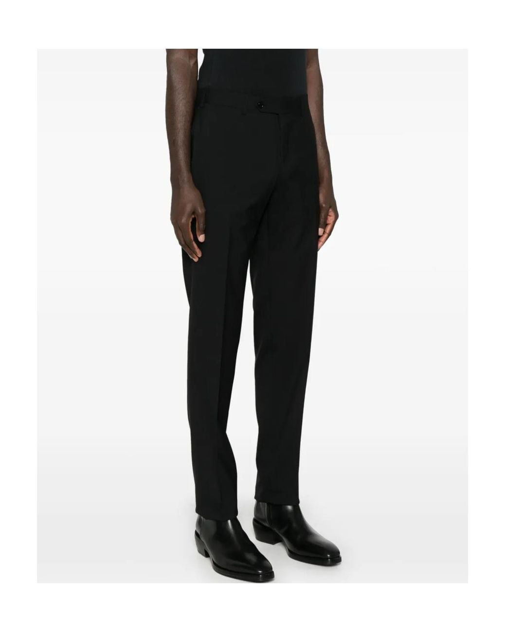Canali Black Belt-Loop Casual Trousers for men