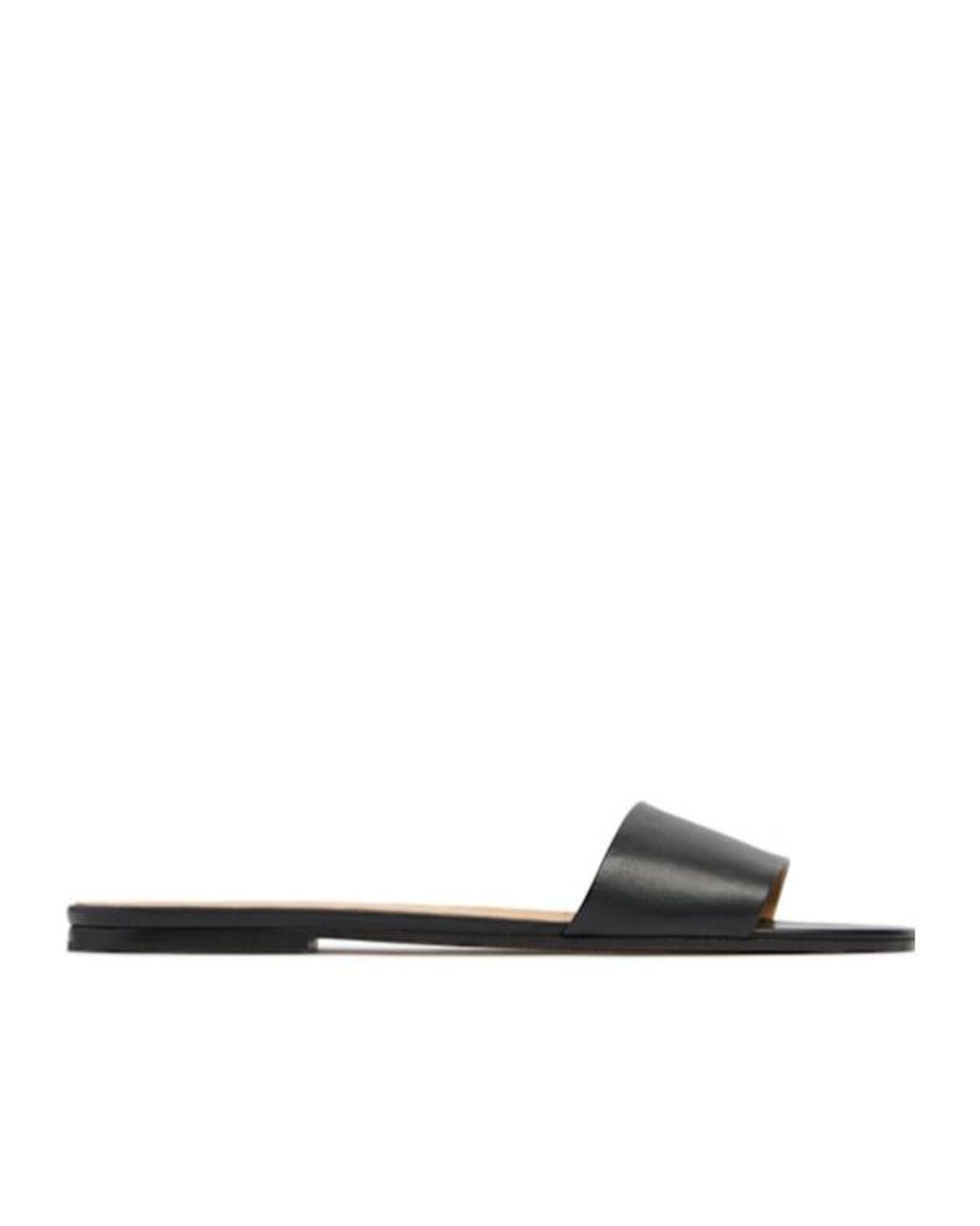 The Row Black Signum Flat Leather Slide Sandals