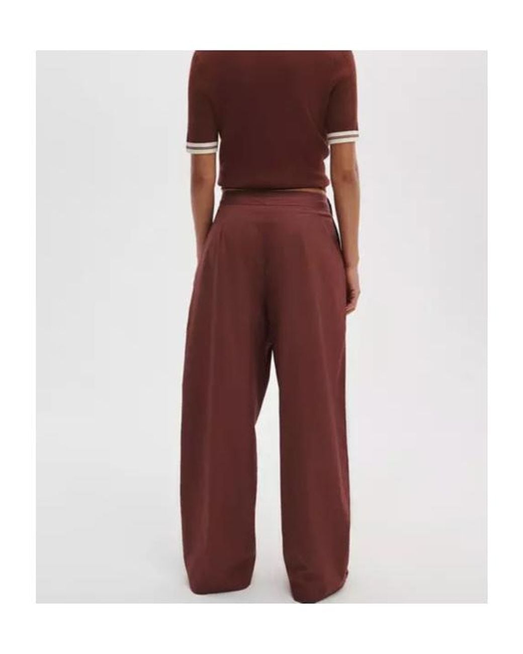 Rag & Bone Red Pleated Wide-Leg Pants