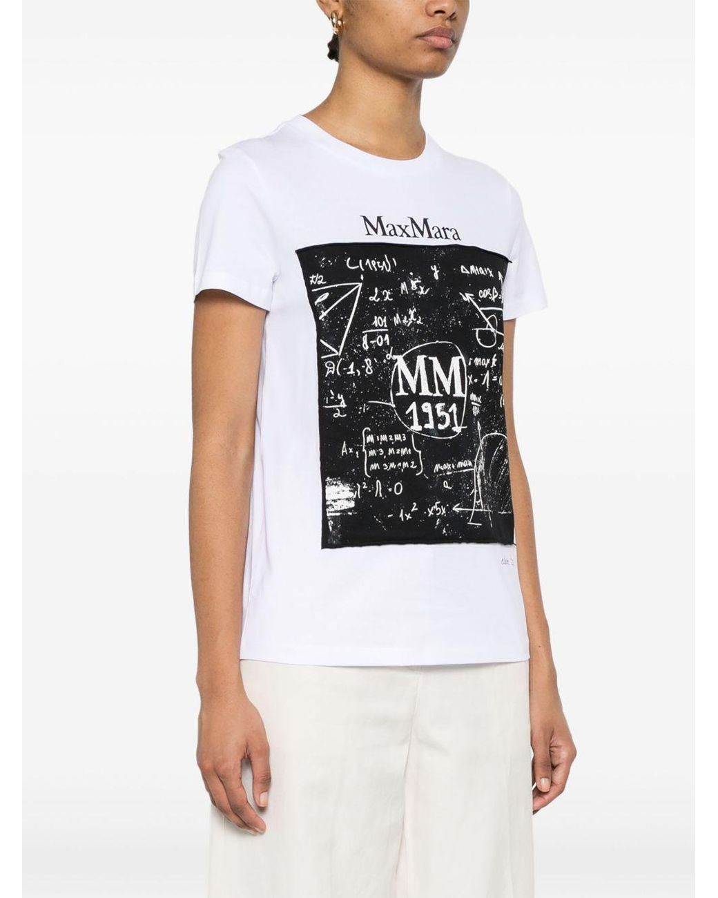 Max Mara Black Colibri Cotton T Shirt With Front Print