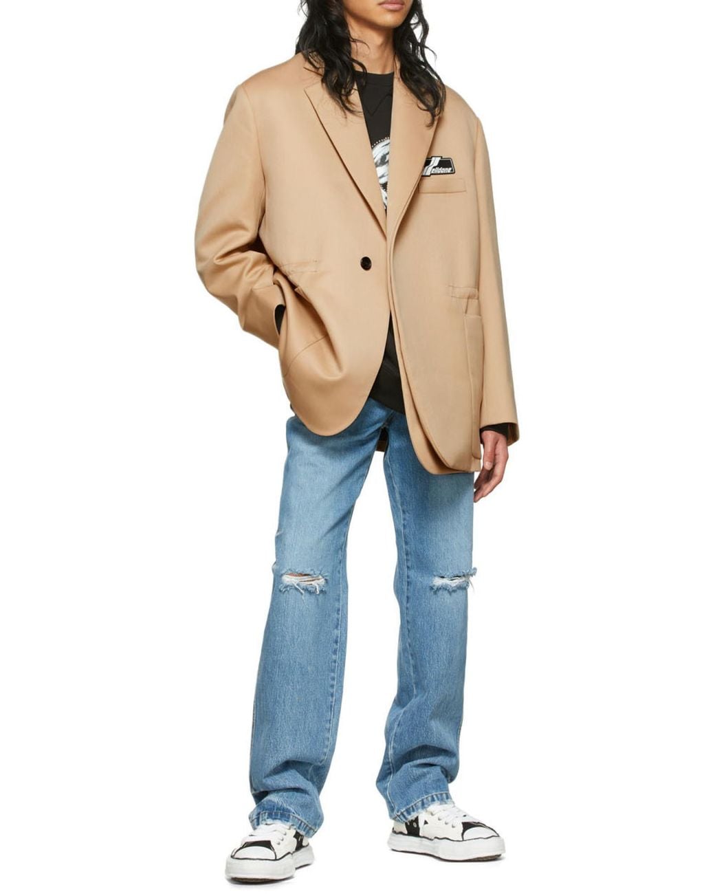 we11done Natural Logo Patch Twill Blazer for men