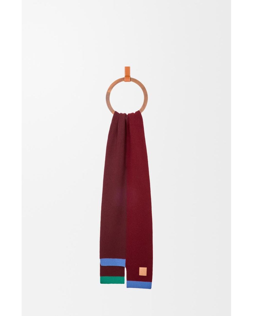Loewe Red Logo Patch Knitted Scarf