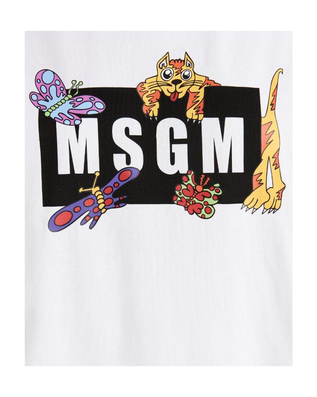 MSGM White Logo-Print Short-Sleeve T-Shirt