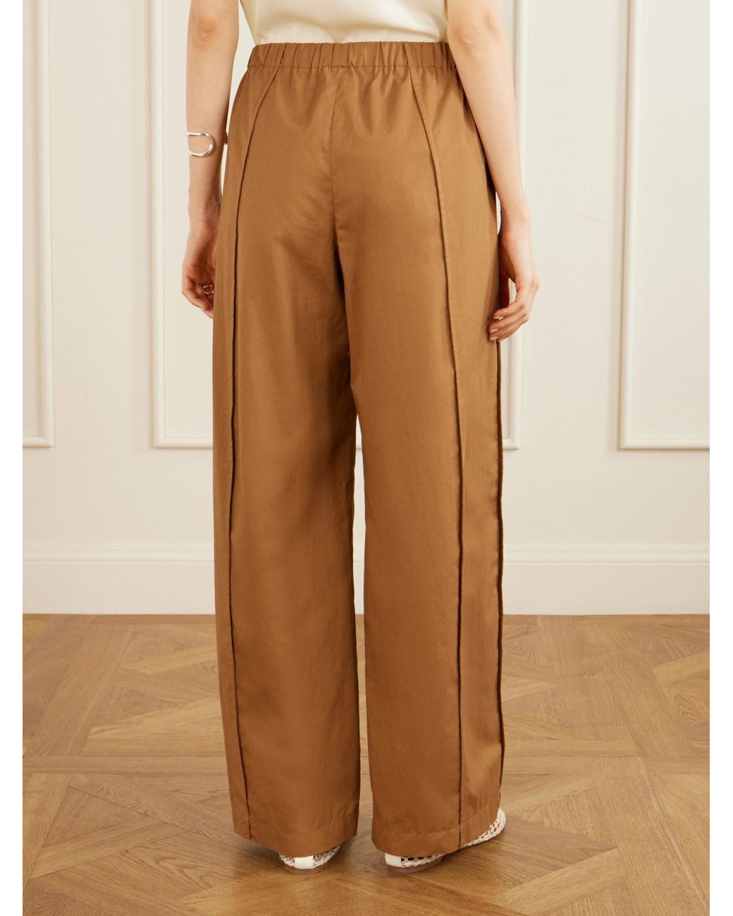 Theory Natural Cotton-Poplin Wide-Leg Pants