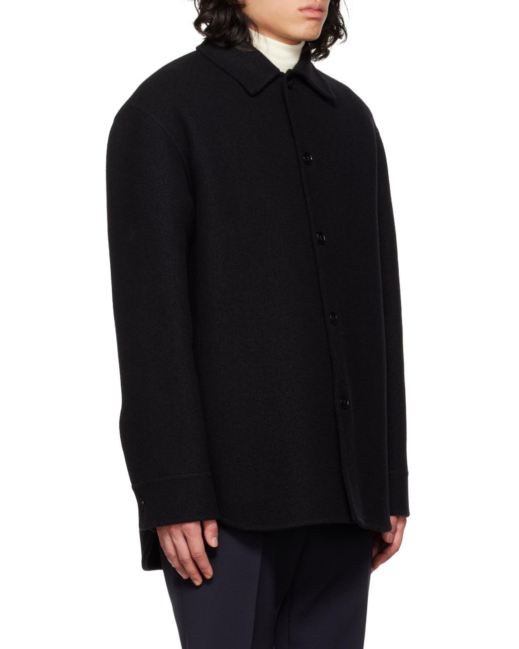 Jil Sander Black Long-Sleeved Buttoned Overshirt for men