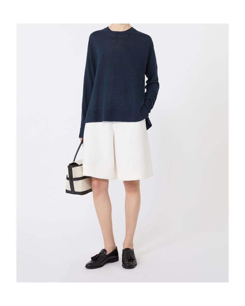 Max Mara Blue Fiorire Crewneck Long-Sleeved Jumper