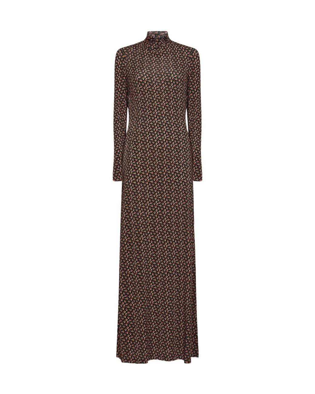 Rabanne Brown Rabanne High Neck Floral Maxi Dress