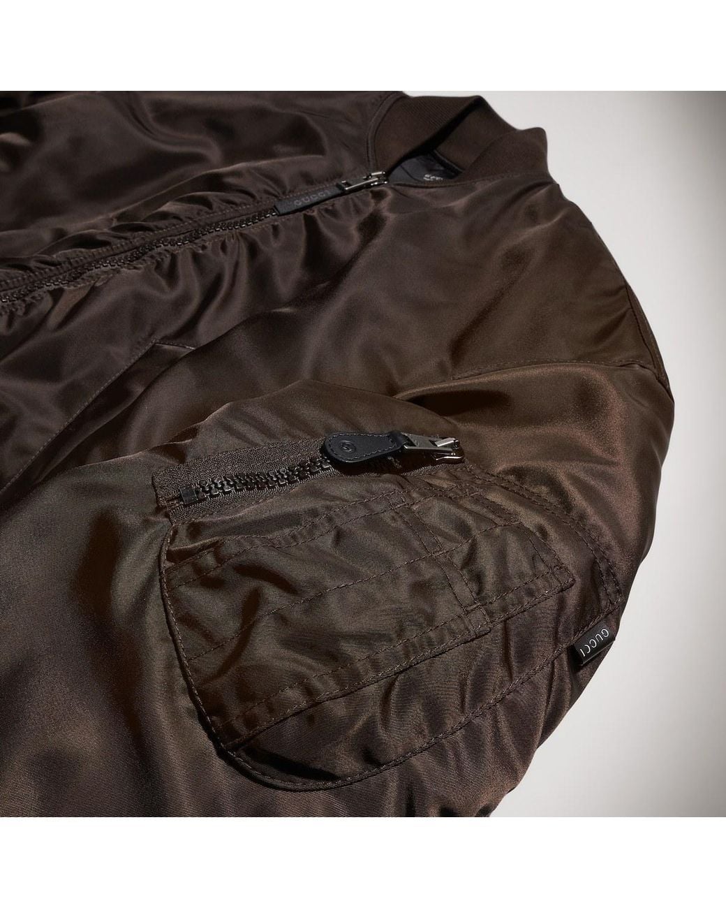 Gucci Brown Voluminous-Shoulder Stand-Collar Jacket for men