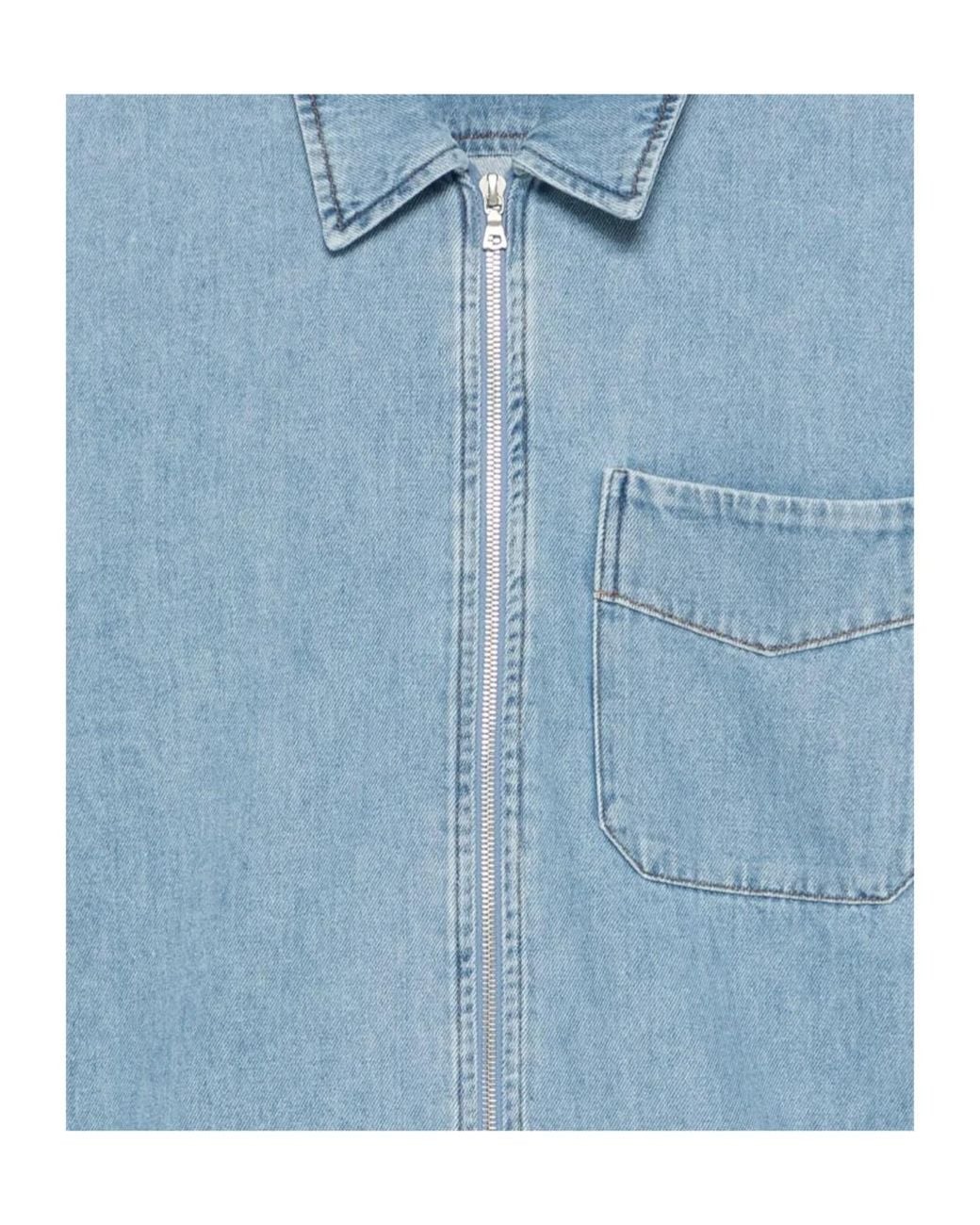 Dries Van Noten Blue Zipped Shirt for men