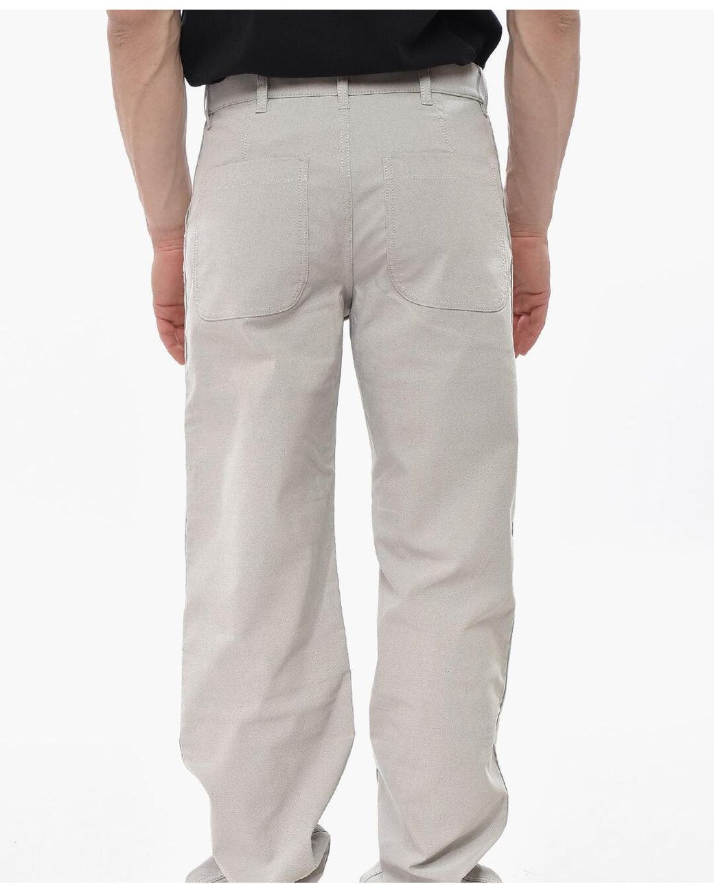 Ferragamo Gray Logo Button Pants for men