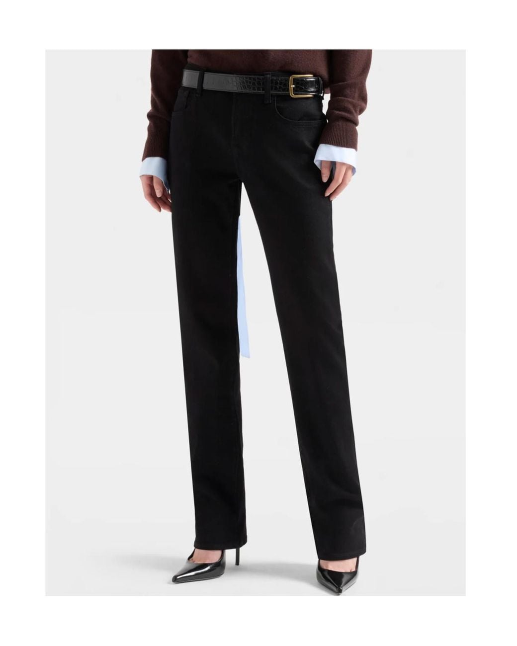 7 For All Mankind Black The Slim Straight-Leg Jeans