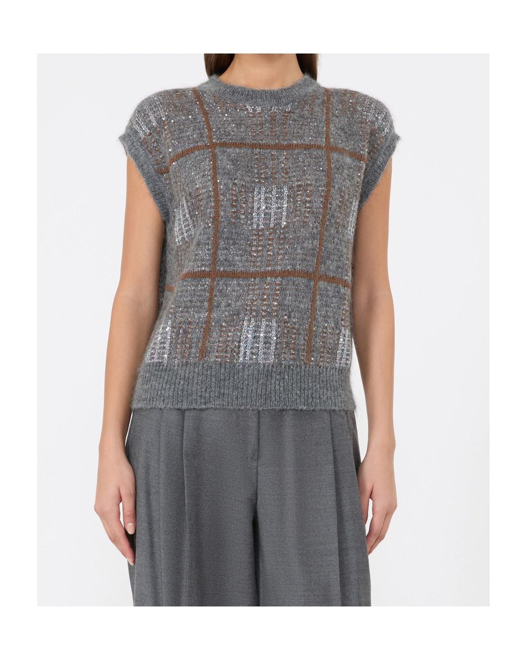 Max Mara Gray Wool, Mohair And Cashmere Gilet