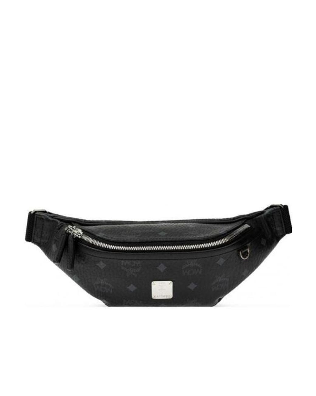 MCM Blue Logo Zipper Waist Bag for men