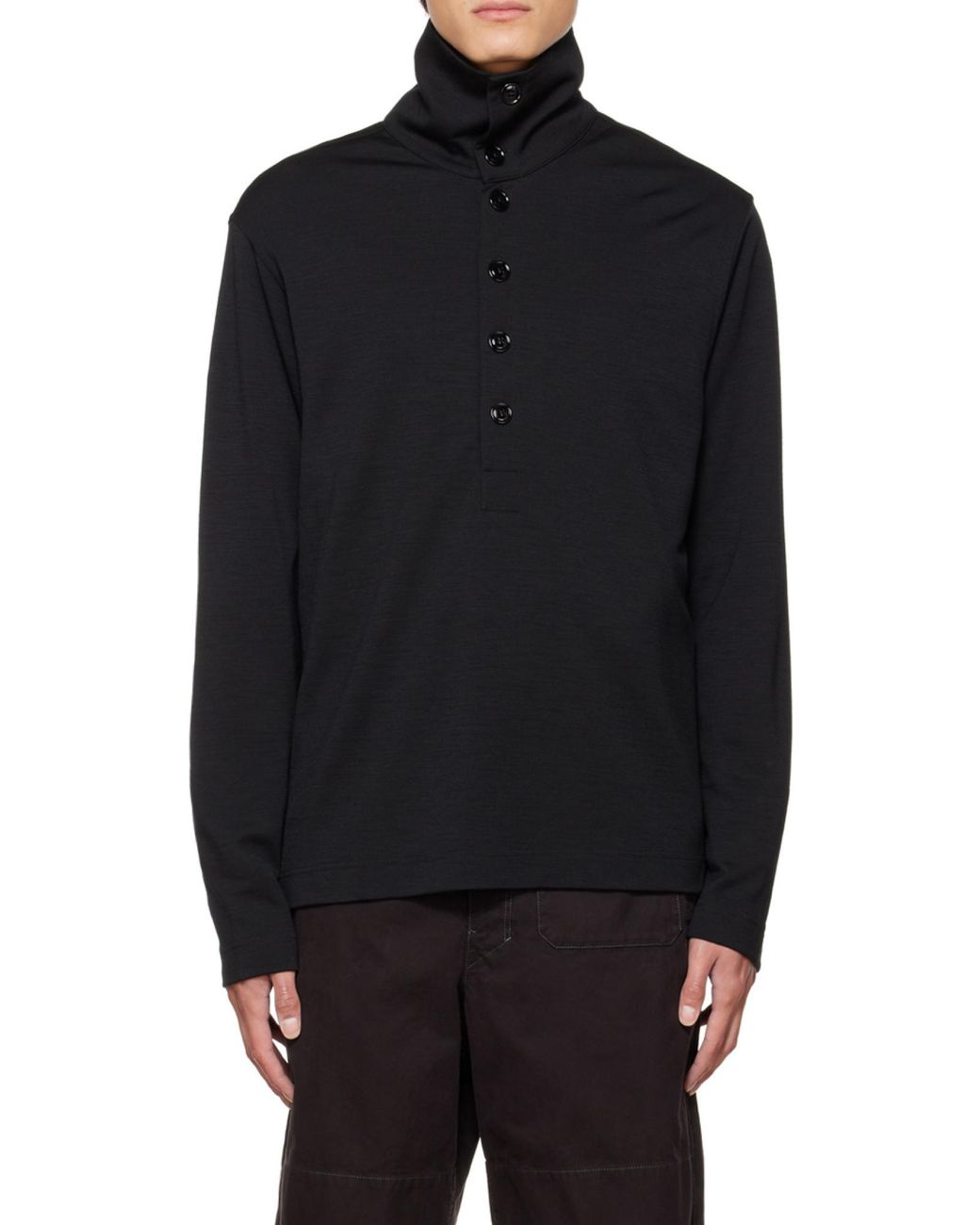 Lemaire Black Buckle Turtleneck Sweater for men